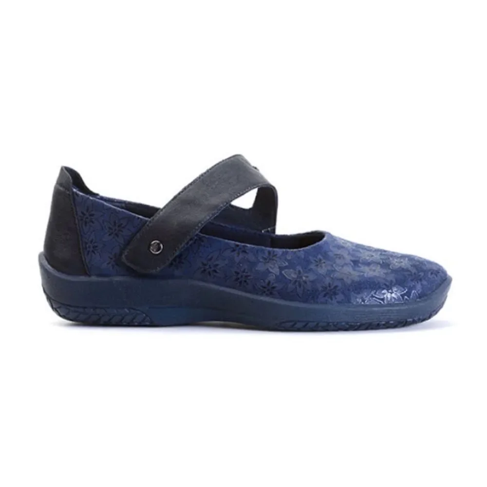 Arcopedico COSMOS Navy Blue Floral Soft Structure Mary Jane Walking Shoes